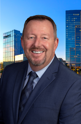 Jon Myers in front of the towers in The Woodlands, TX.